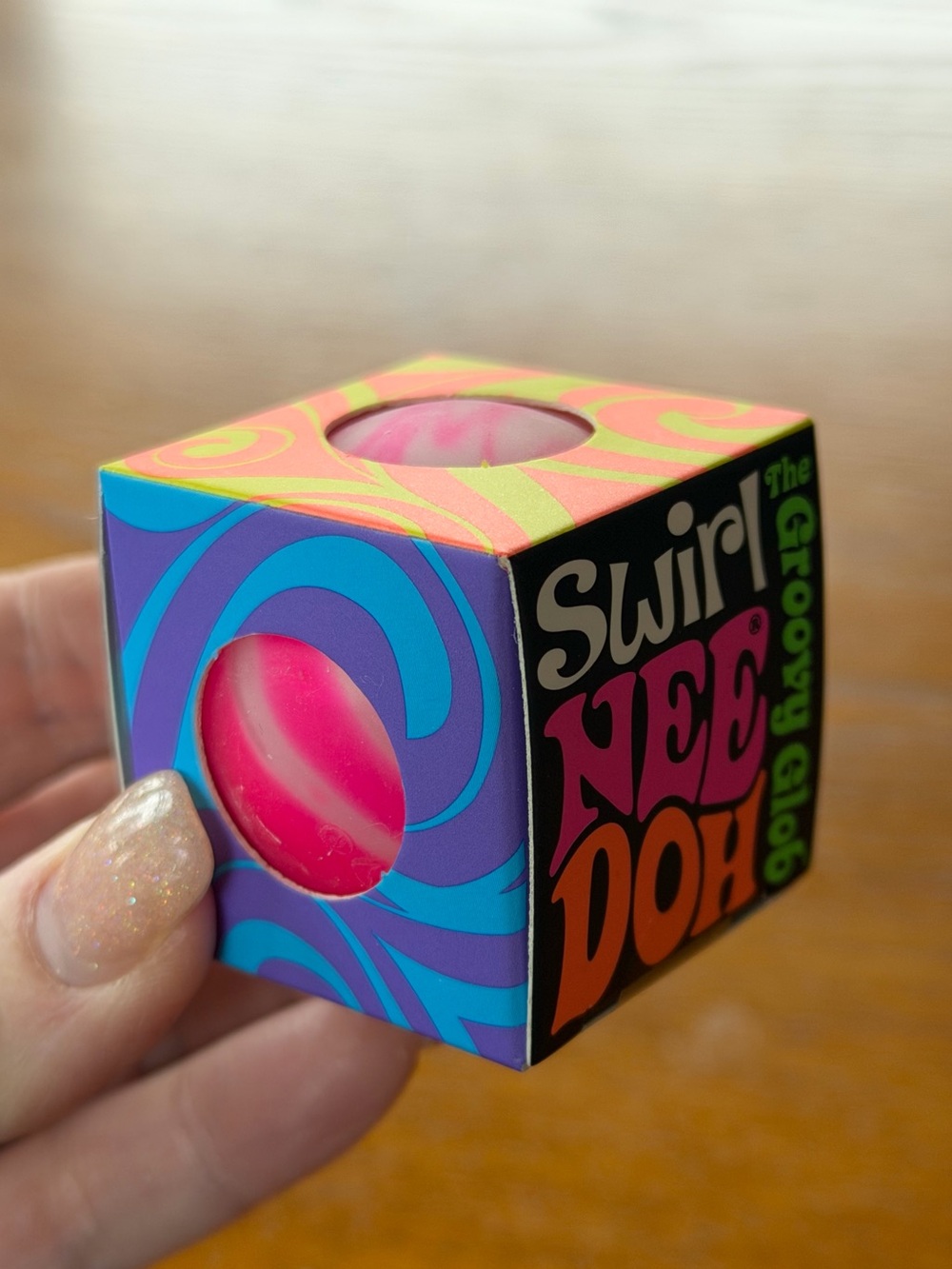 Pink/White Mini Swirl NeeDoh (The Groovy Glob) Authentic Schylling. New in Box